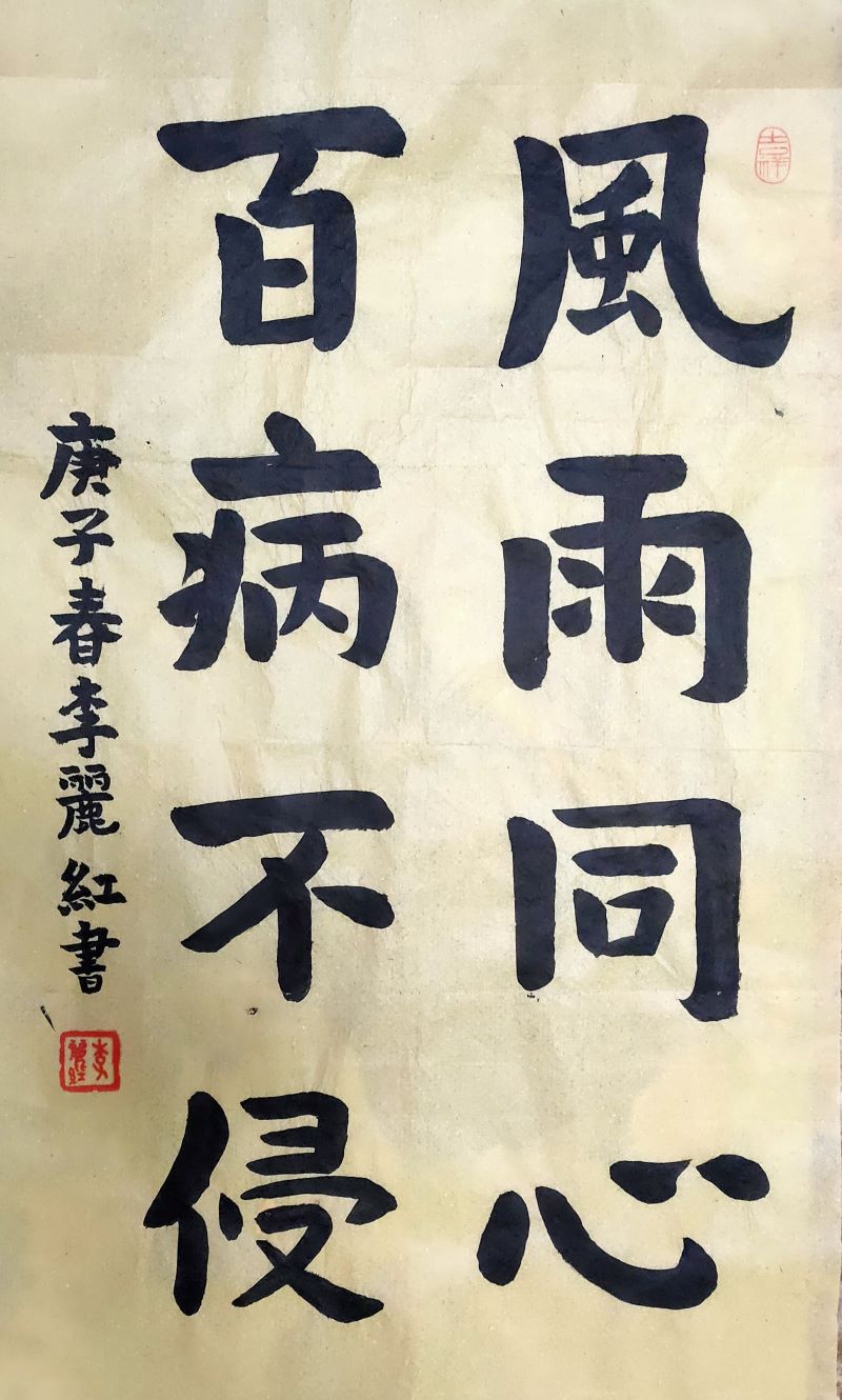 书法《风雨同心 百病不侵》